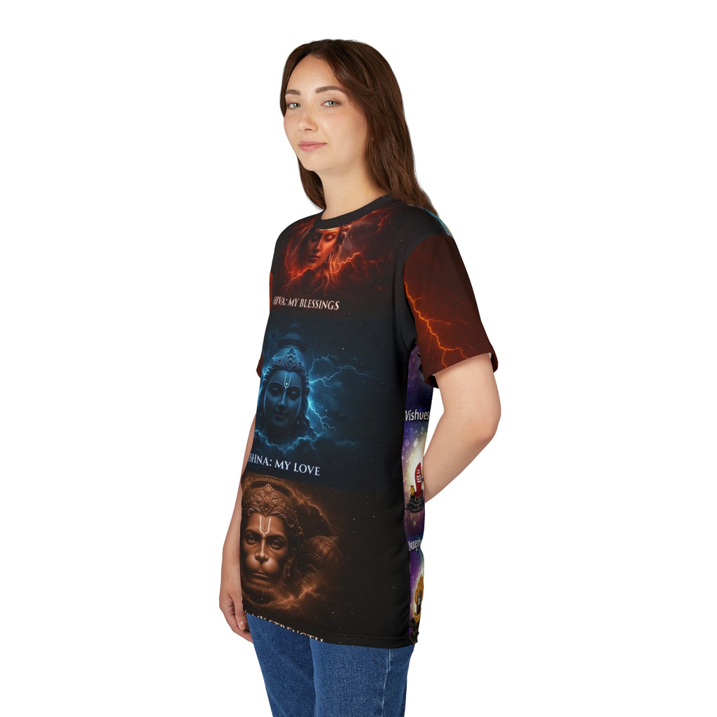 Shiva Krishna Hanuman Jyotirlinga Spiritual Graphic Tee.