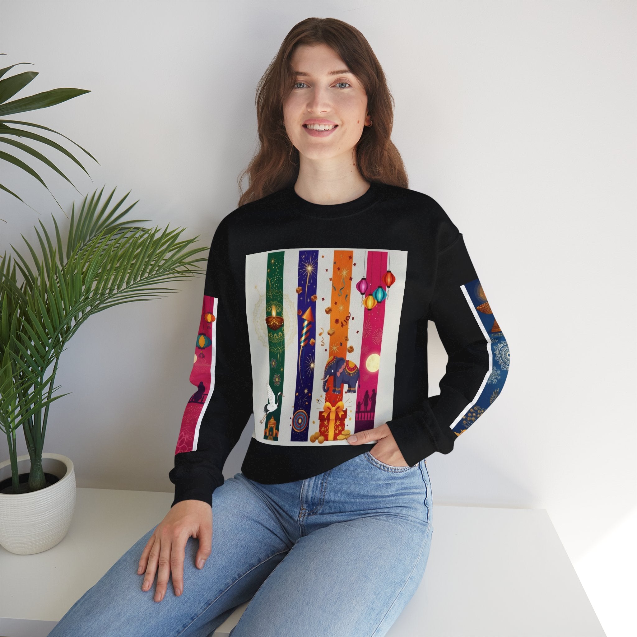 Colorful Festival Sweatshirt - Cozy Diwali Apparel.
