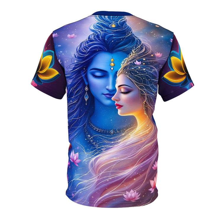 Shiv Parvati Temple Galaxy Tee – Spiritual Cosmic Shirt