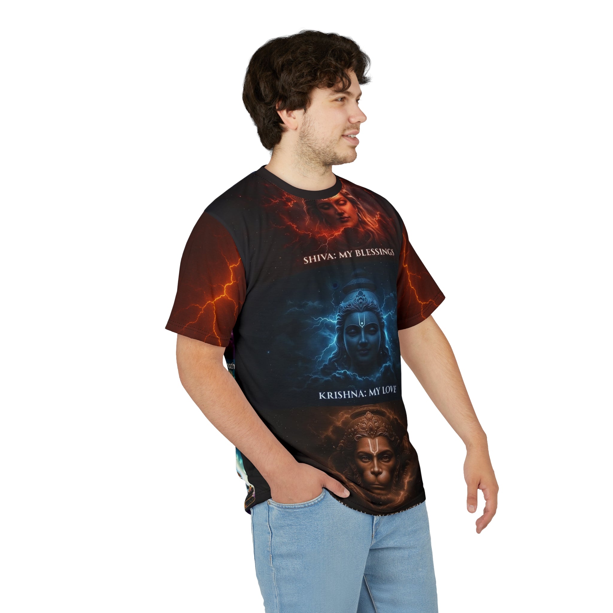 Shiva Krishna Hanuman Jyotirlinga Spiritual Graphic Tee.