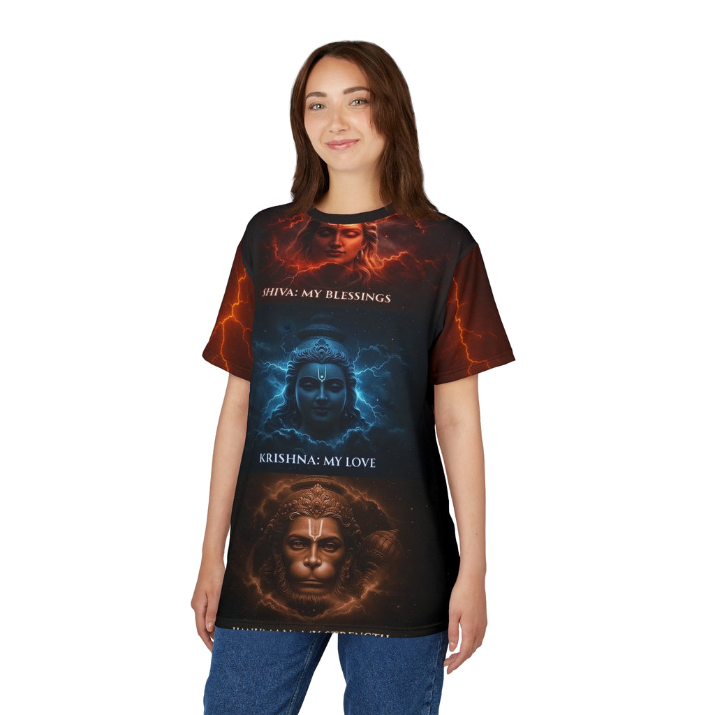 Shiva Krishna Hanuman Jyotirlinga Spiritual Graphic Tee.