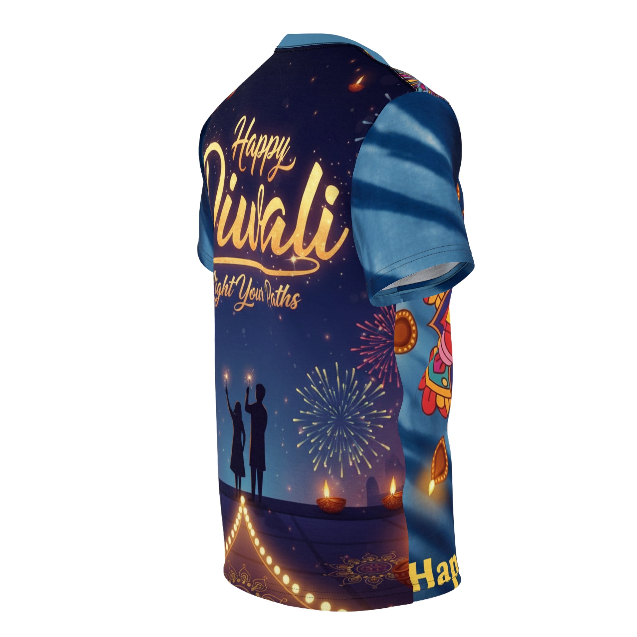 Vibrant Diwali Unisex T-Shirt – Colorful Festive AOP Tee, Cultural Celebration Shirt & Perfect Gift for Diwali.