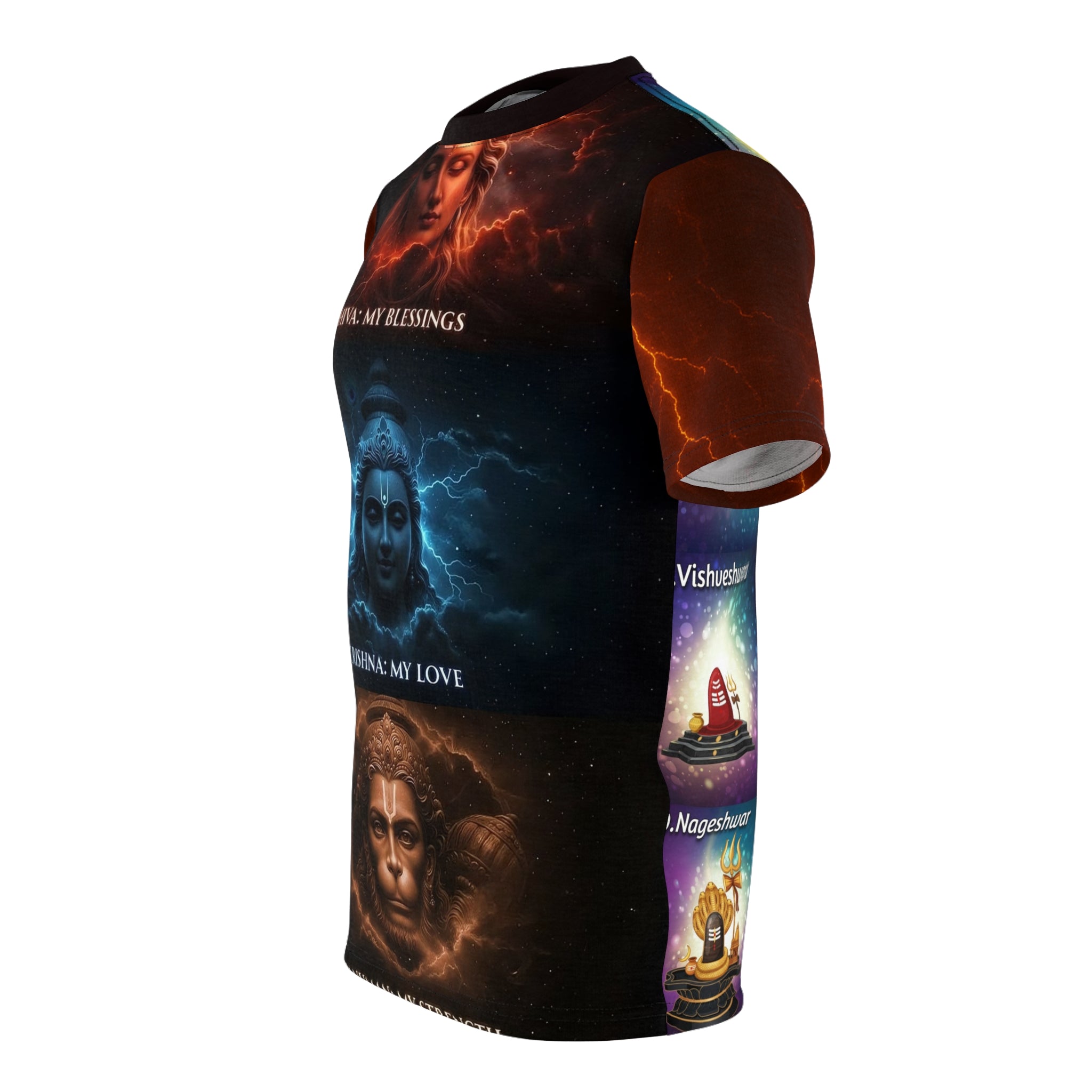 Shiva Krishna Hanuman Jyotirlinga Spiritual Graphic Tee.