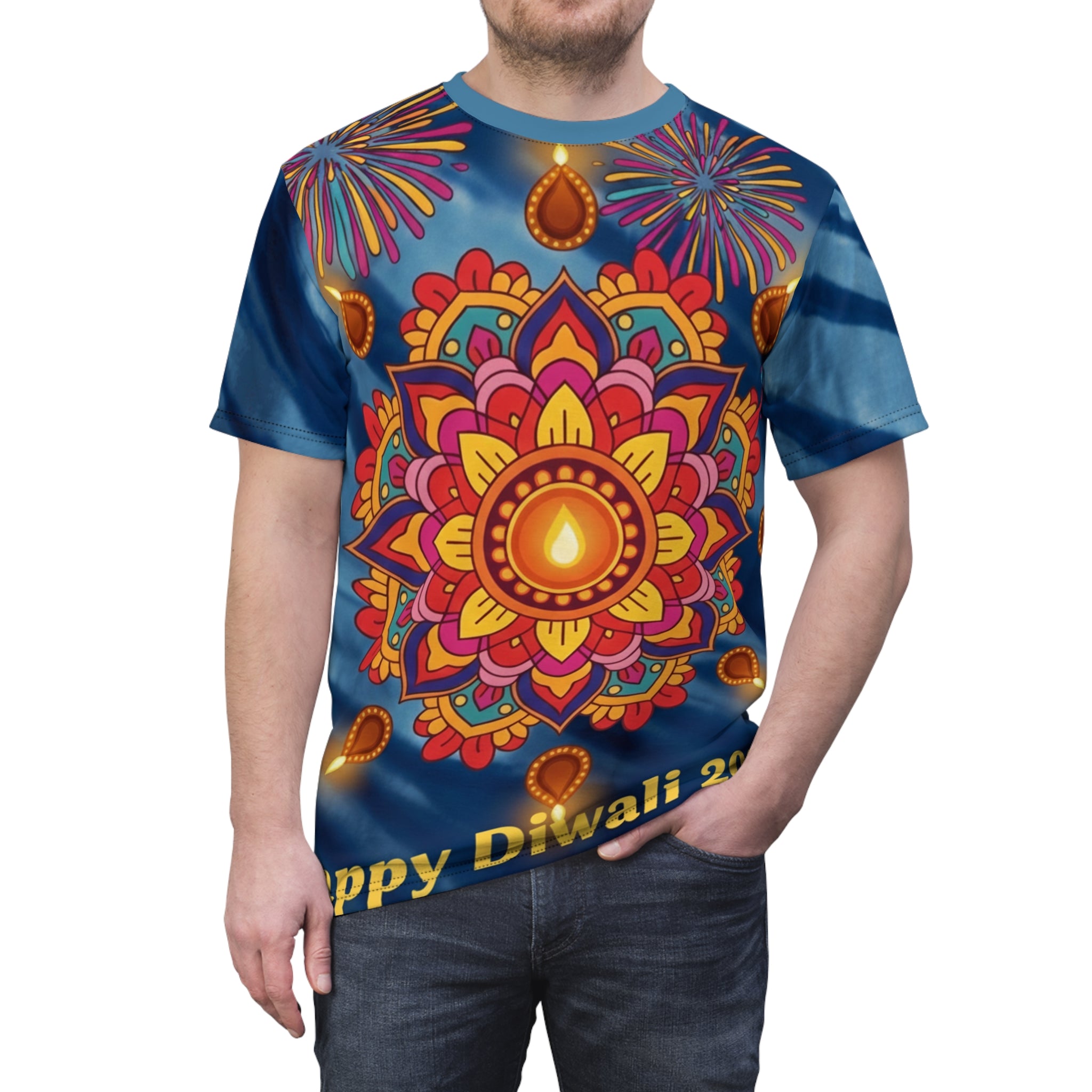 Vibrant Diwali Unisex T-Shirt – Colorful Festive AOP Tee, Cultural Celebration Shirt & Perfect Gift for Diwali.