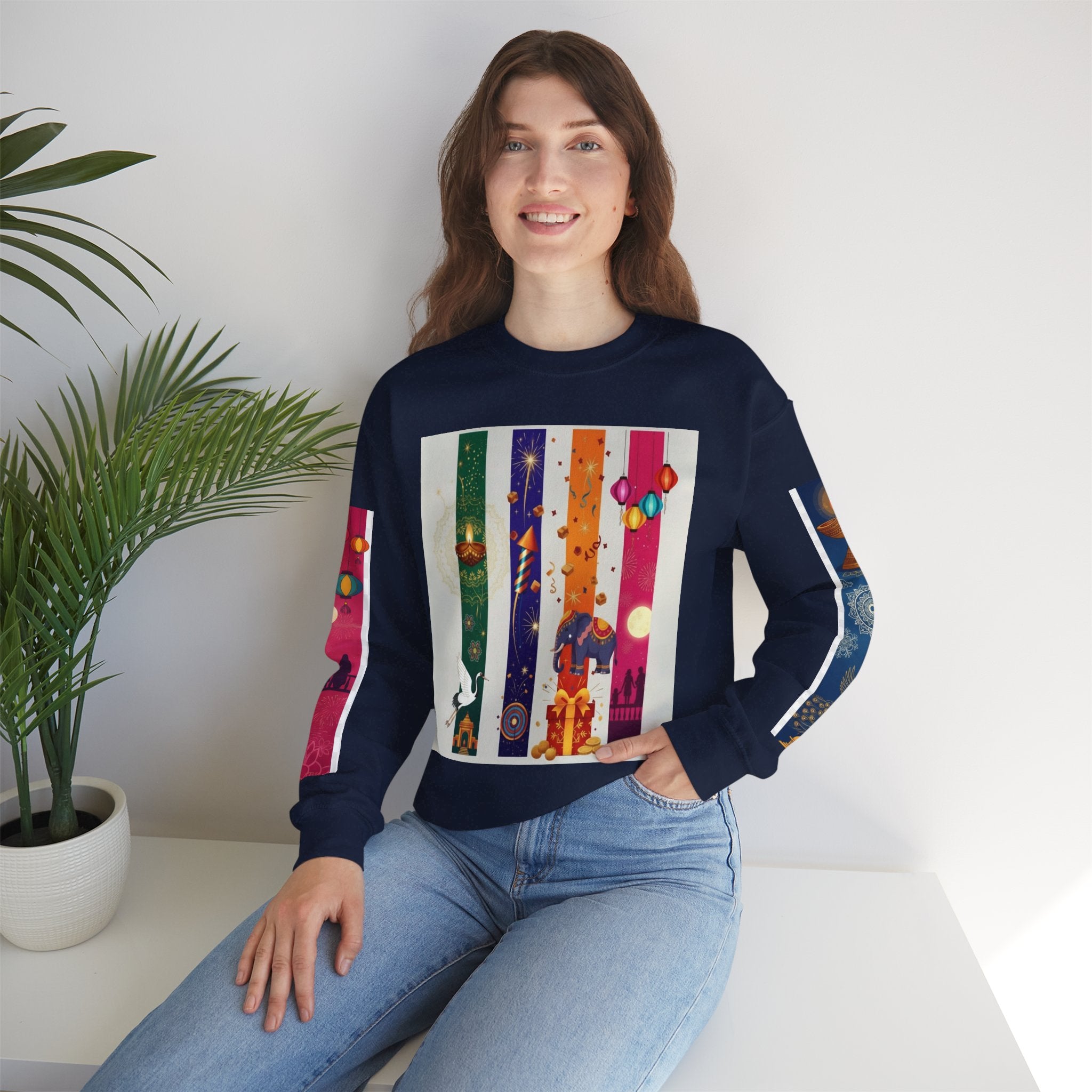 Colorful Festival Sweatshirt - Cozy Diwali Apparel.