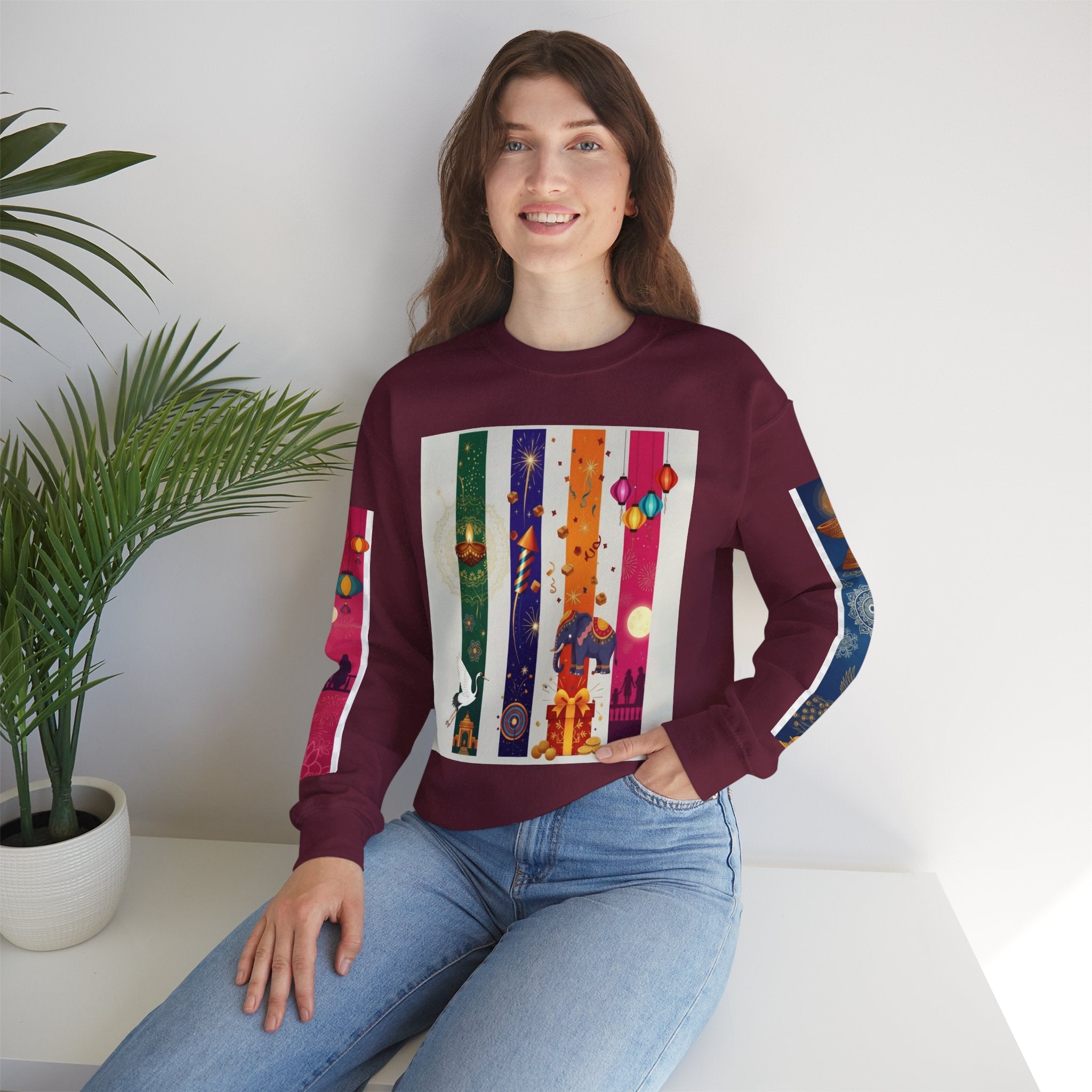 Colorful Festival Sweatshirt - Cozy Diwali Apparel.