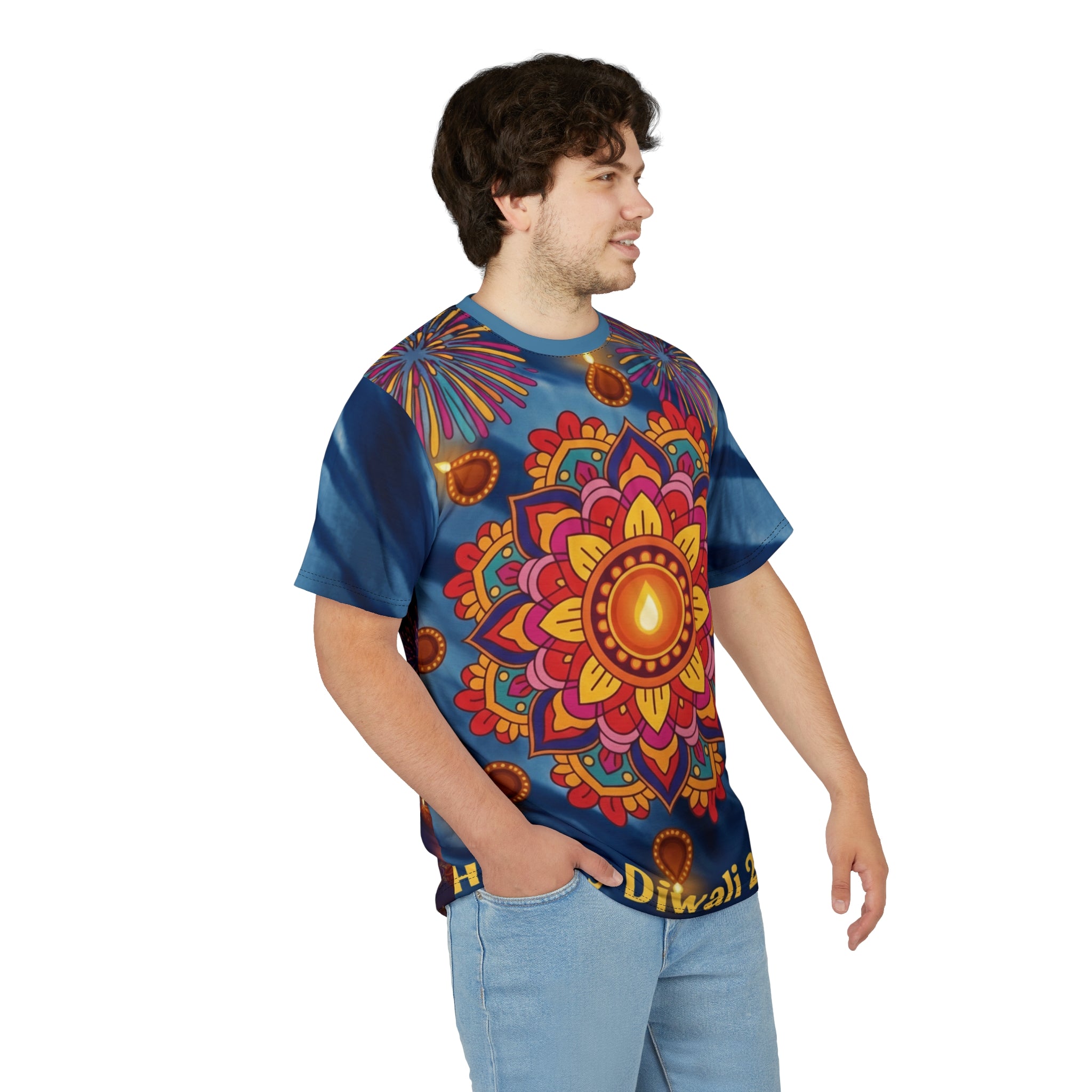 Vibrant Diwali Unisex T-Shirt – Colorful Festive AOP Tee, Cultural Celebration Shirt & Perfect Gift for Diwali.