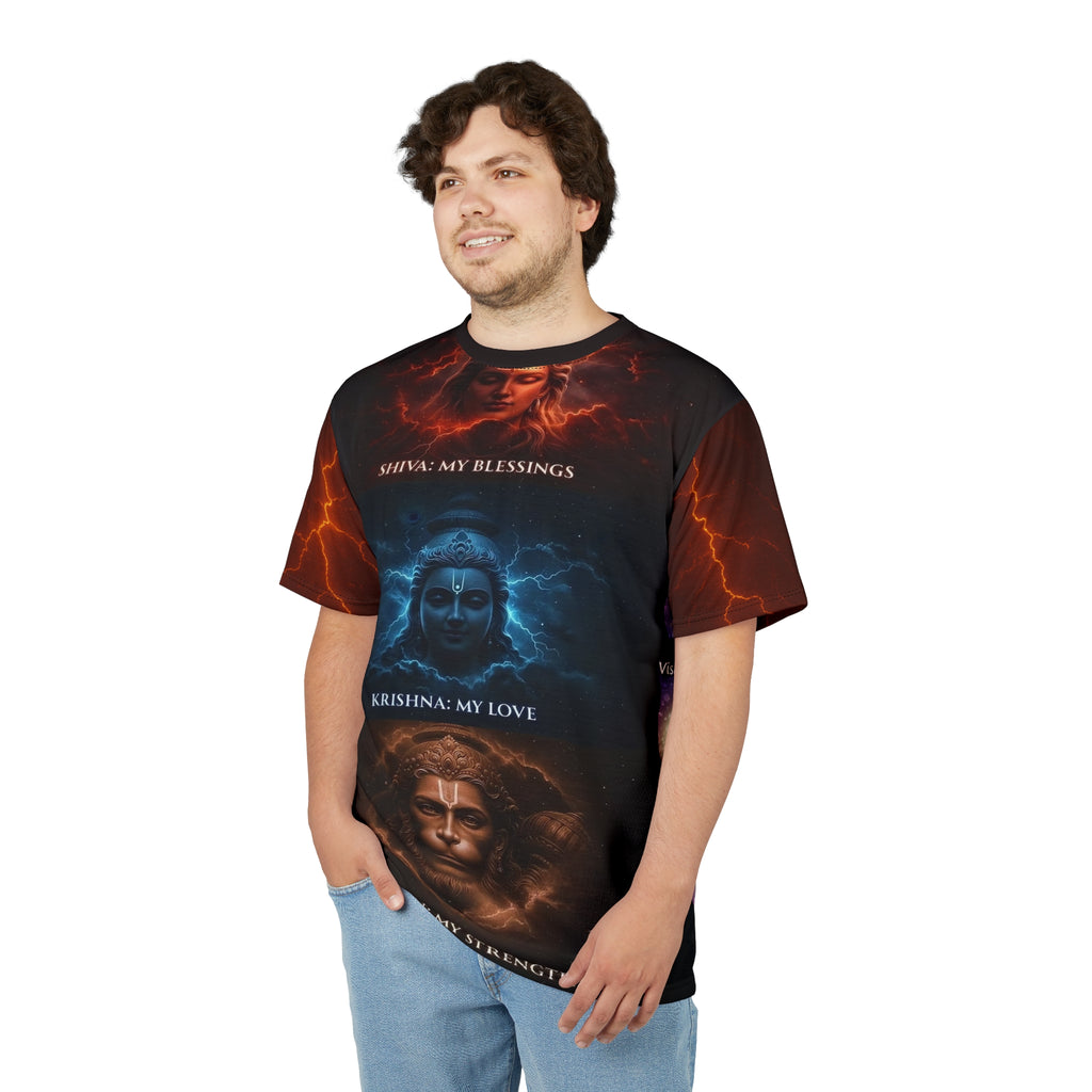 Shiva Krishna Hanuman Jyotirlinga Spiritual Graphic Tee.