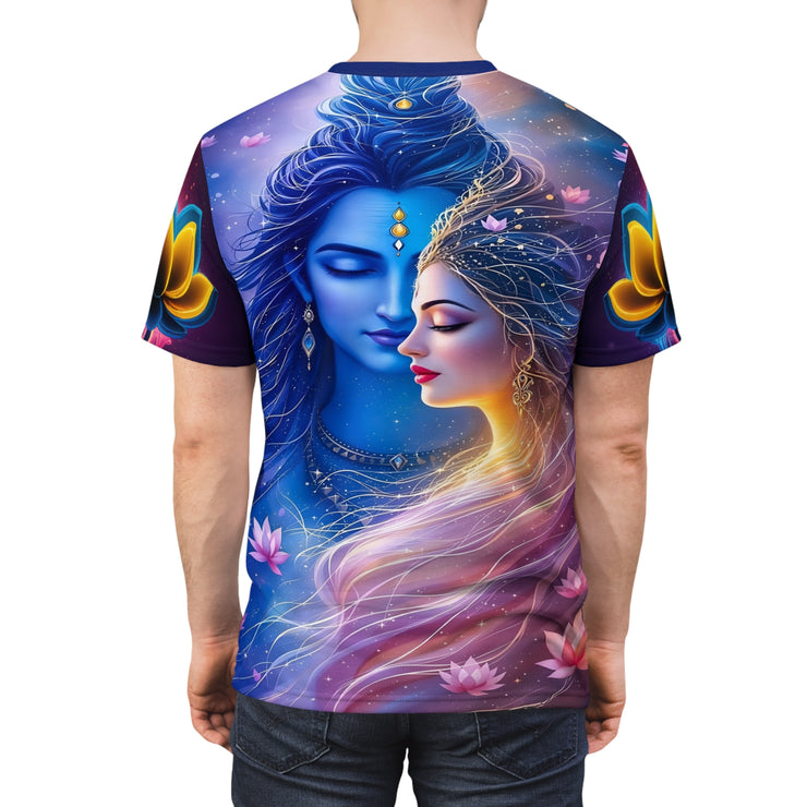 Shiv Parvati Temple Galaxy Tee – Spiritual Cosmic Shirt