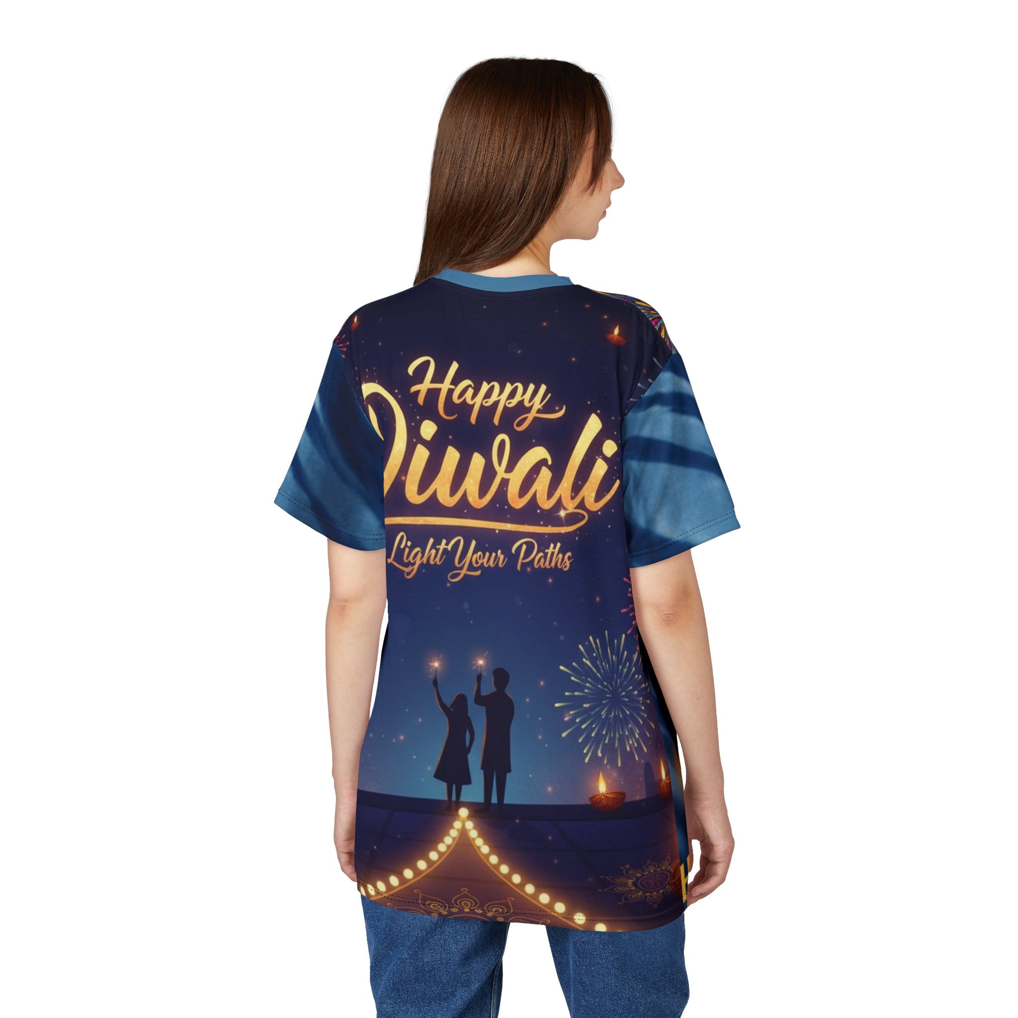 Vibrant Diwali Unisex T-Shirt – Colorful Festive AOP Tee, Cultural Celebration Shirt & Perfect Gift for Diwali.
