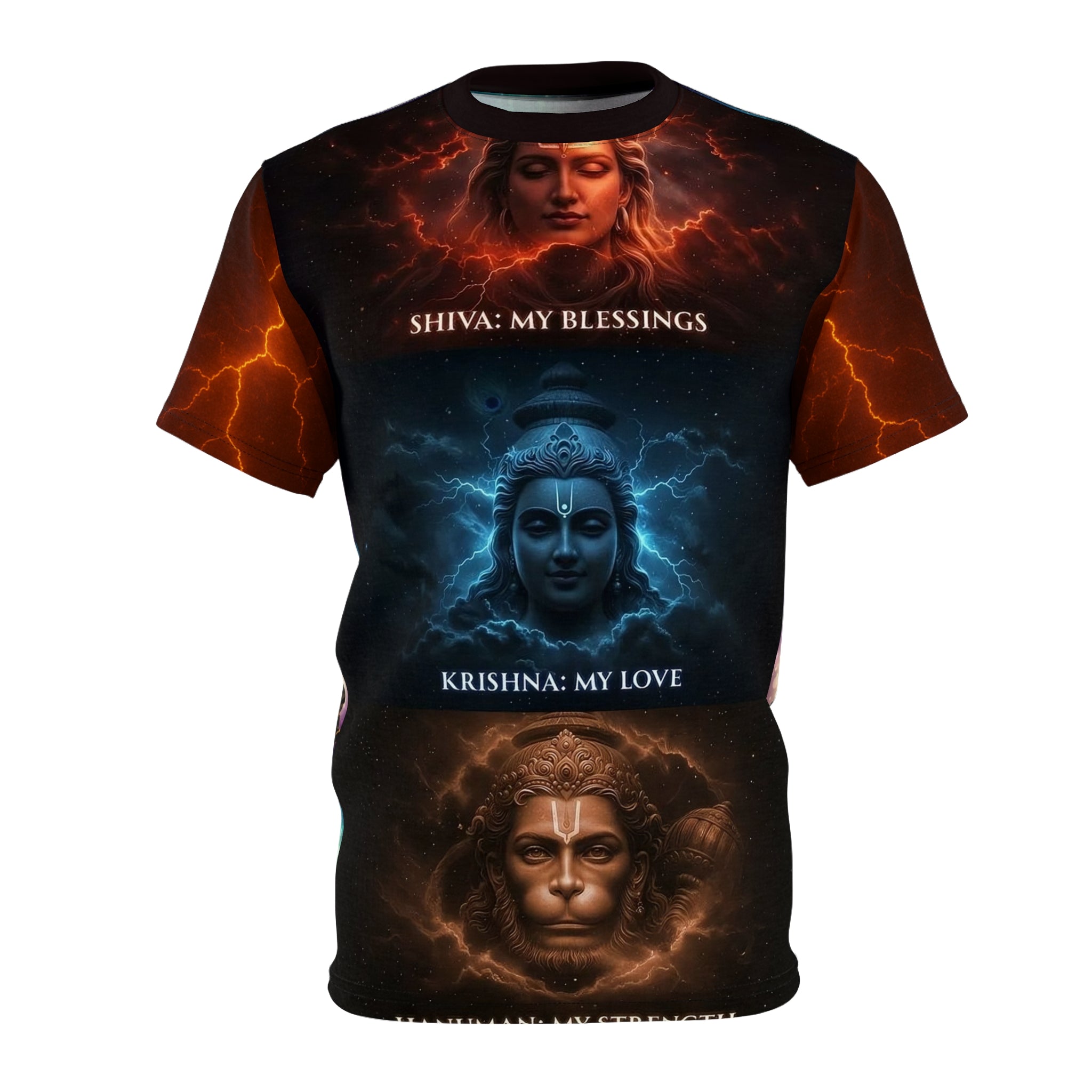 Shiva Krishna Hanuman Jyotirlinga Spiritual Graphic Tee.