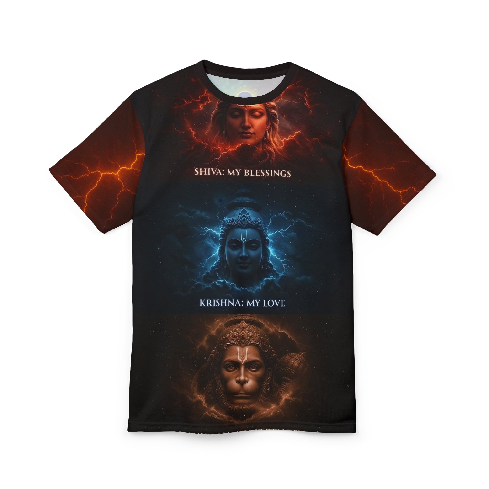 Shiva Krishna Hanuman Jyotirlinga Spiritual Graphic Tee.