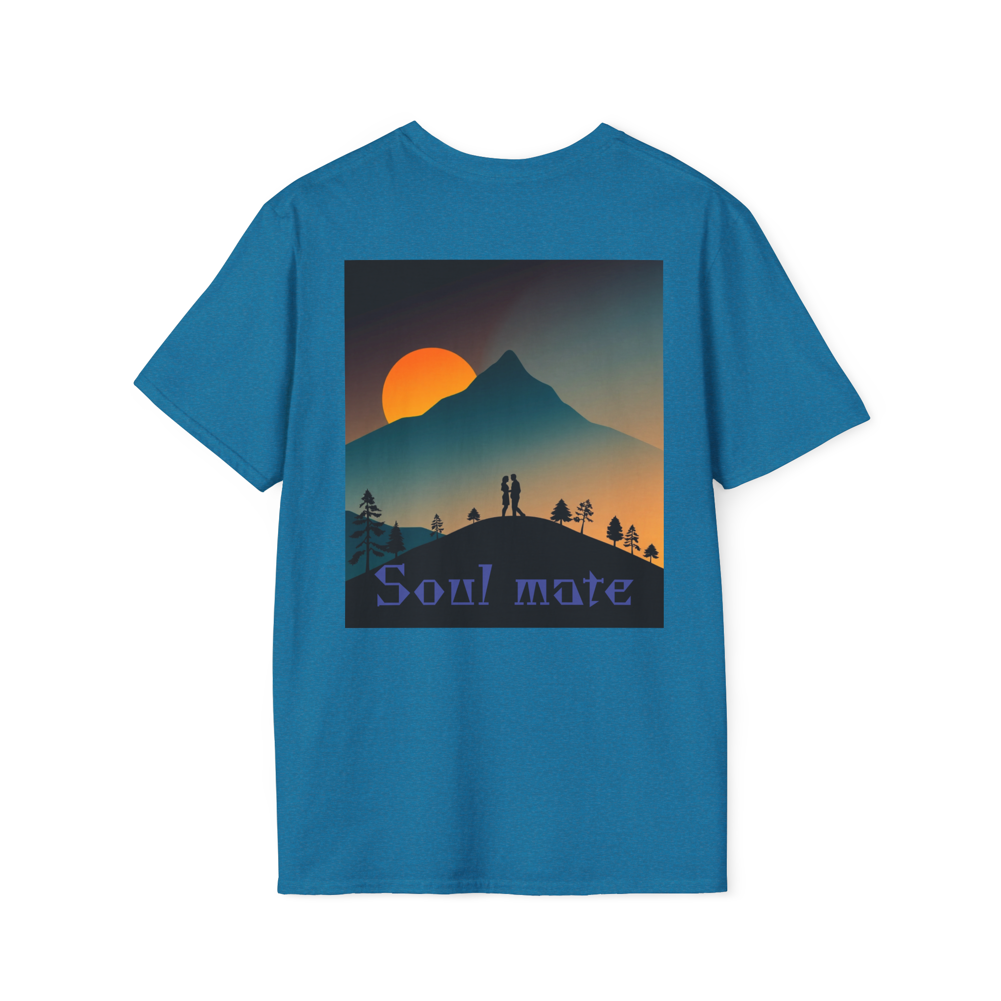 Romantic Sunset Couple Art T-Shirt – Colorful Painting Tee