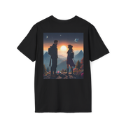 Sci-Fi Romantic Mountain Couple T-Shirt – Galaxy Love Tee.