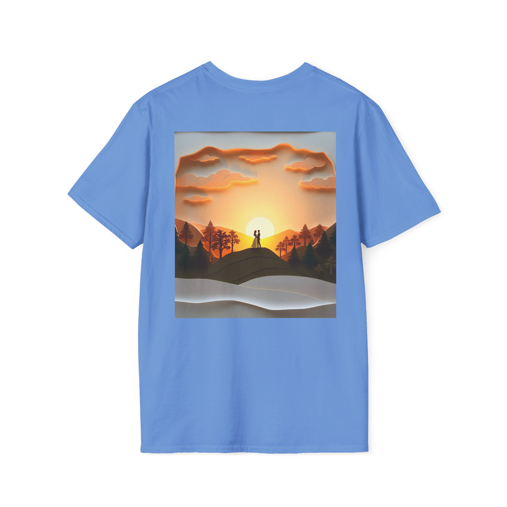 Romantic Sunset Couple Art T-Shirt – Nature Adventure Top