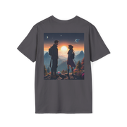 Sci-Fi Romantic Mountain Couple T-Shirt – Galaxy Love Tee.