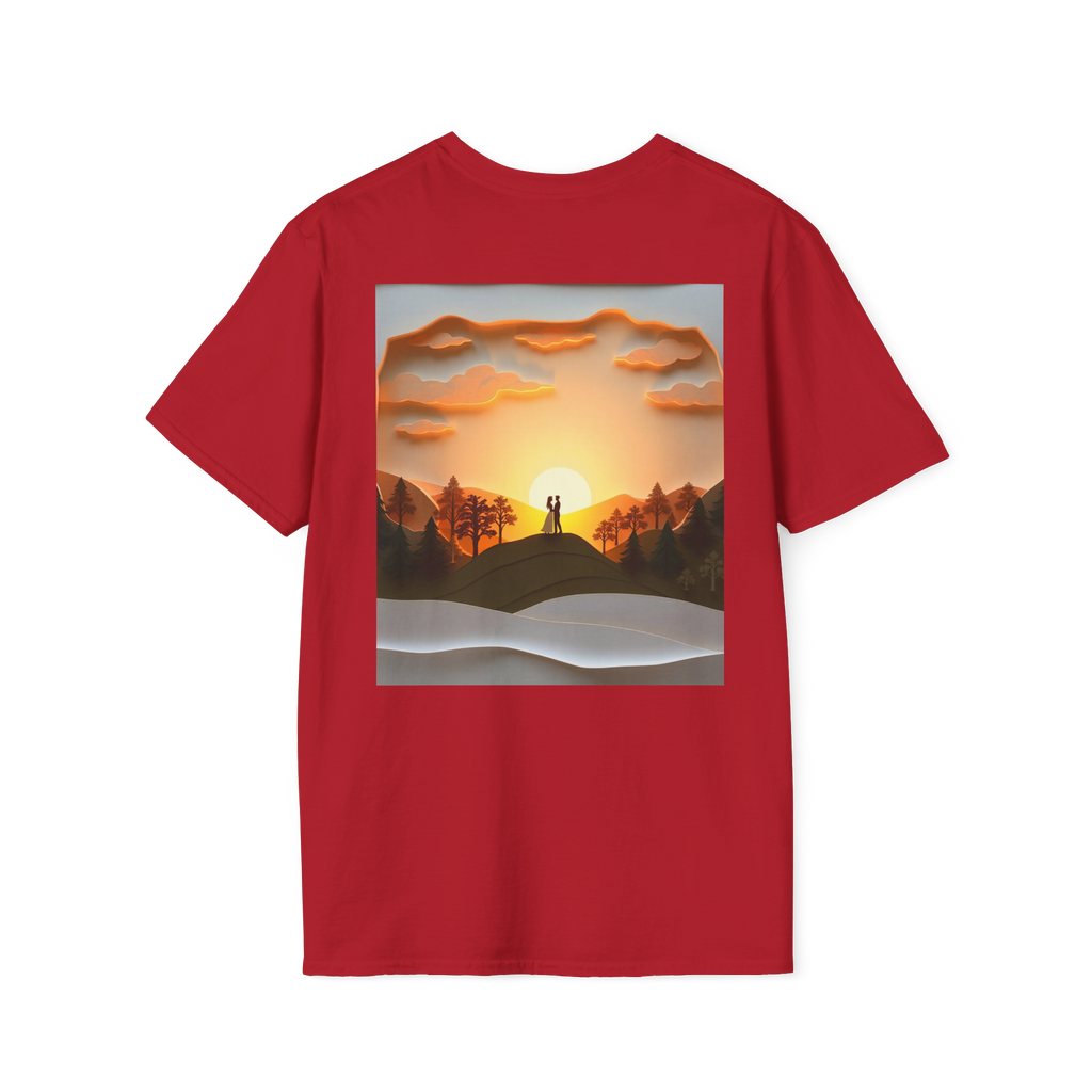 Romantic Sunset Couple Art T-Shirt – Nature Adventure Top