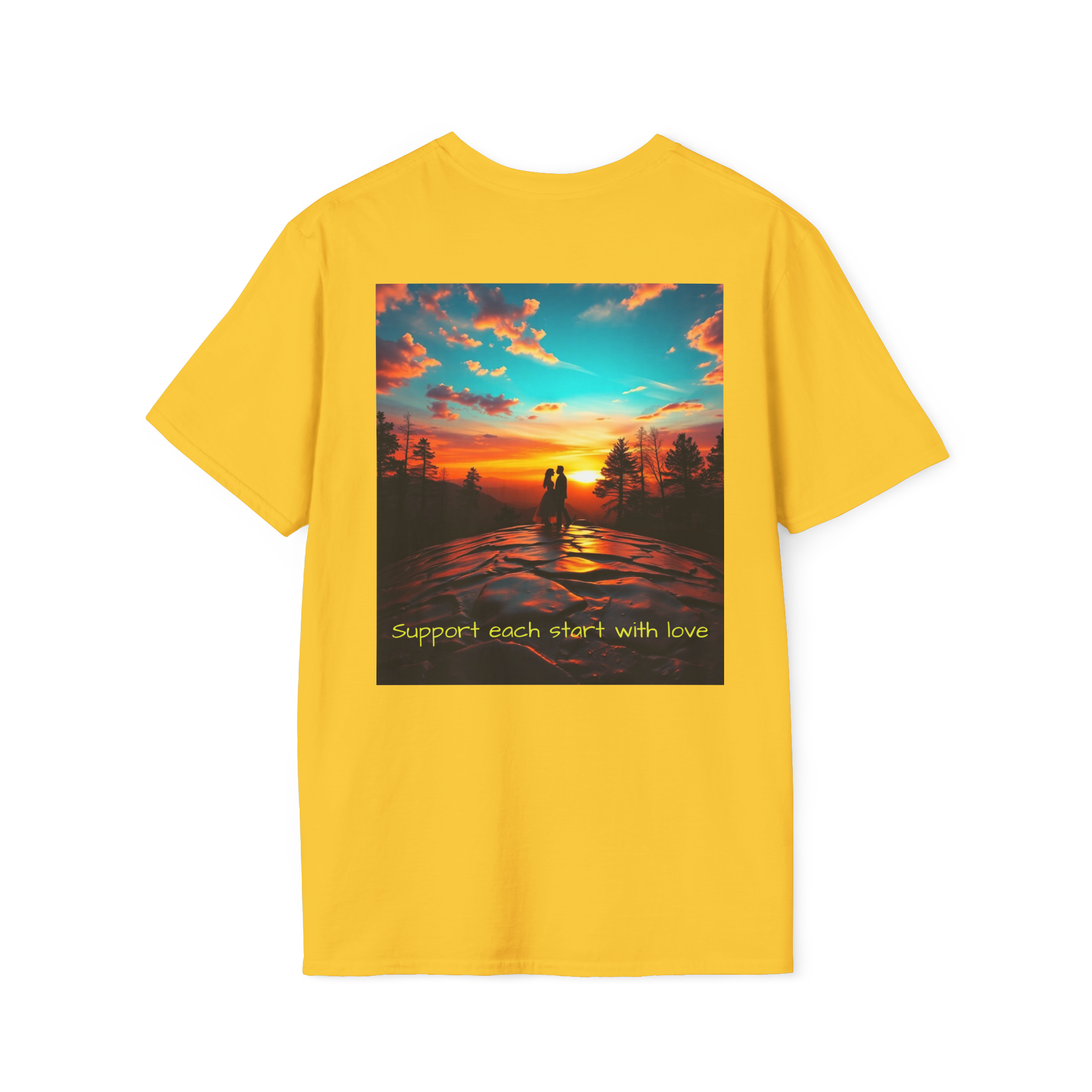 Support Love Sunset T-Shirt – Couples Graphic Tee