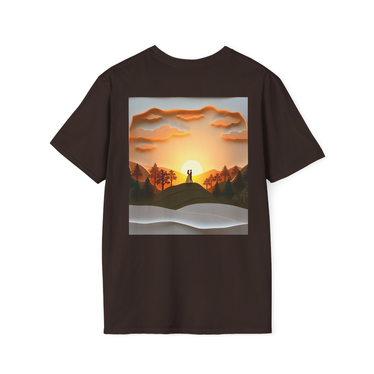 Romantic Sunset Couple Art T-Shirt – Nature Adventure Top