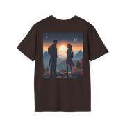Sci-Fi Romantic Mountain Couple T-Shirt – Galaxy Love Tee.