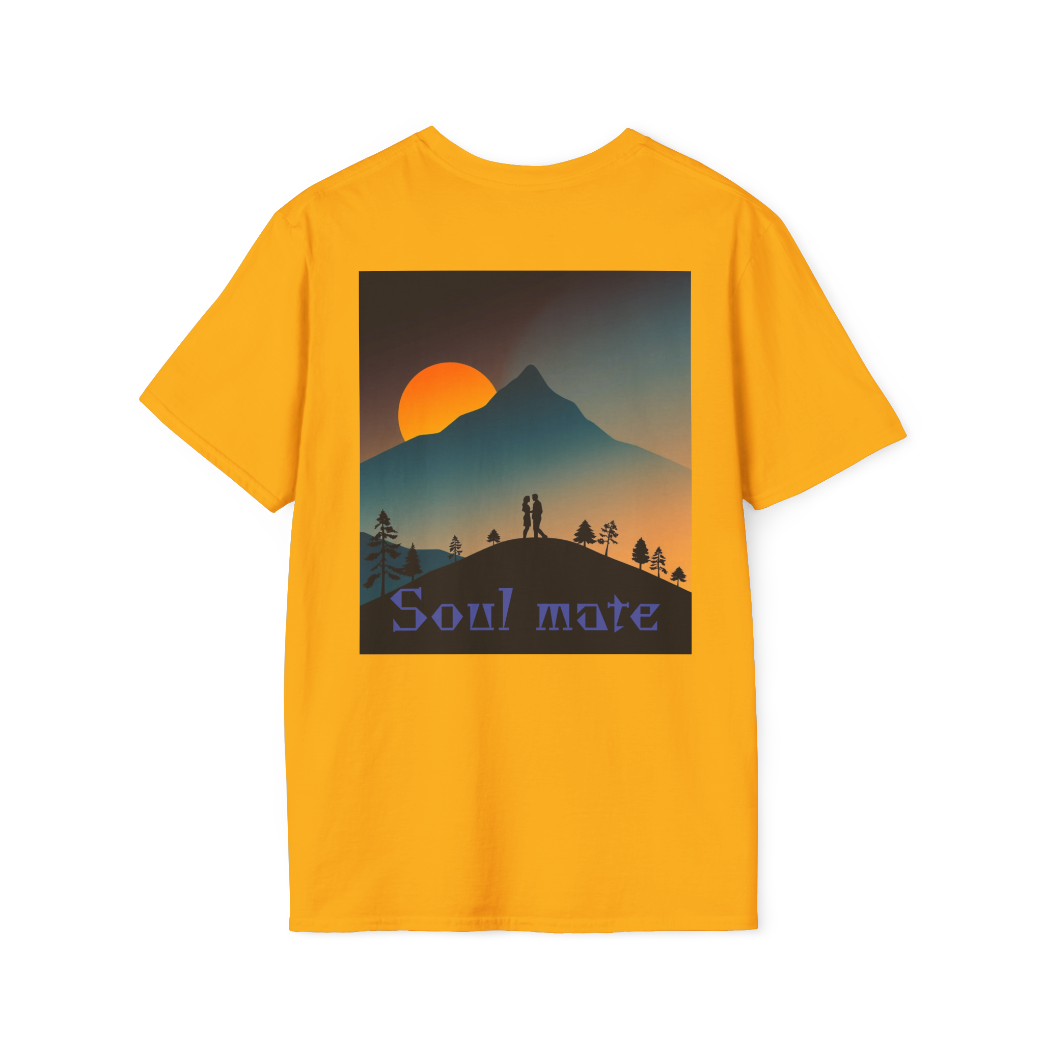 Romantic Sunset Couple Art T-Shirt – Colorful Painting Tee