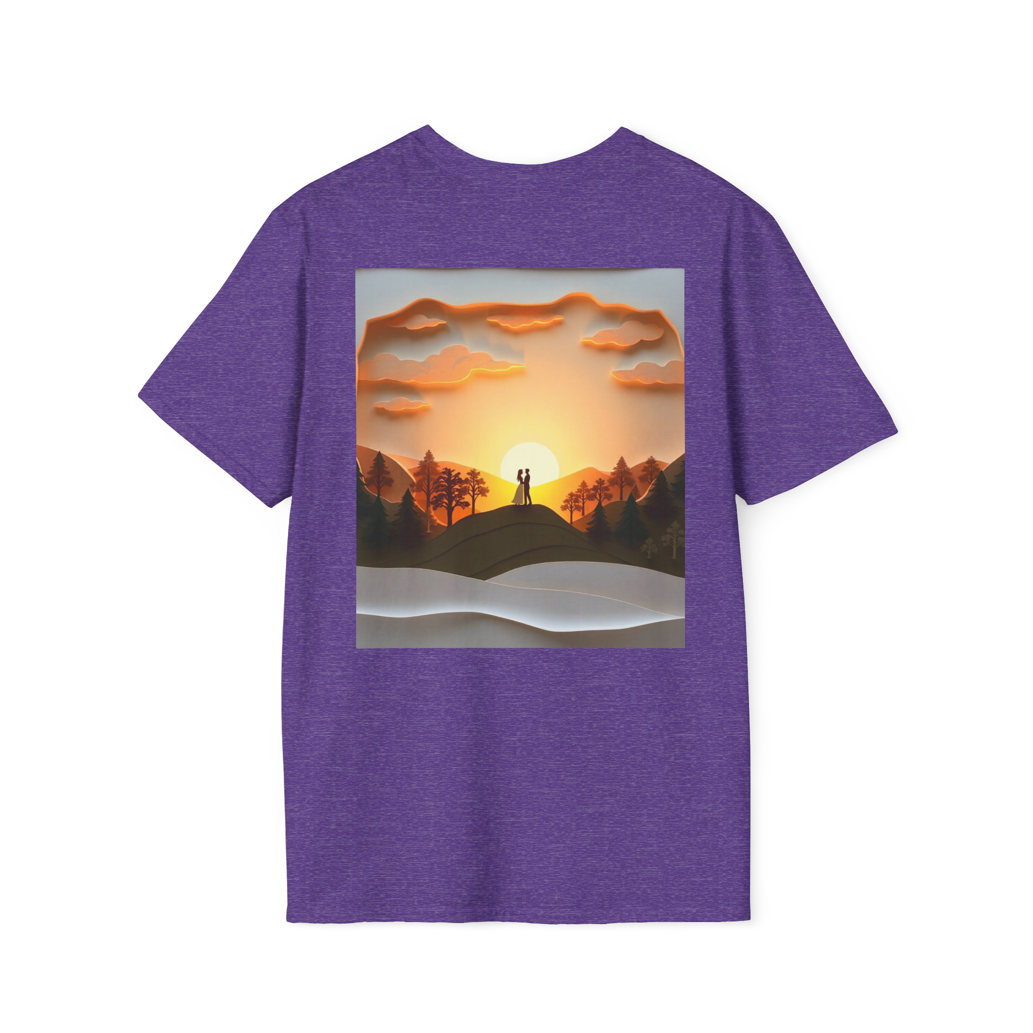 Romantic Sunset Couple Art T-Shirt – Nature Adventure Top