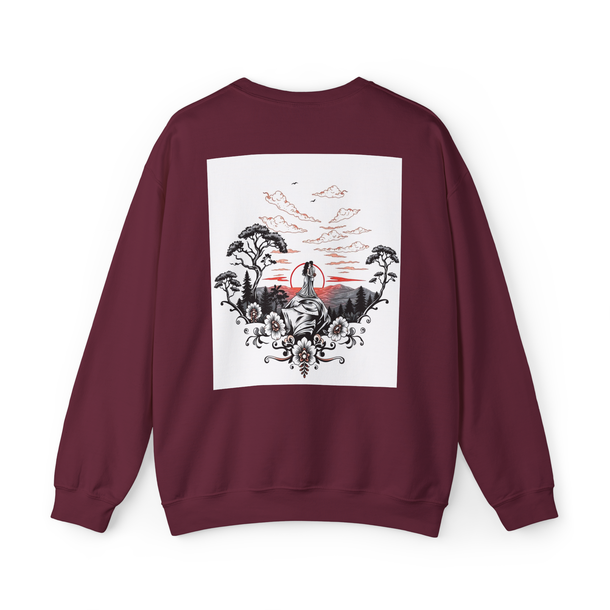 Tattoo Sky Sunset Sweatshirt – Retro Mountain Art Pullover