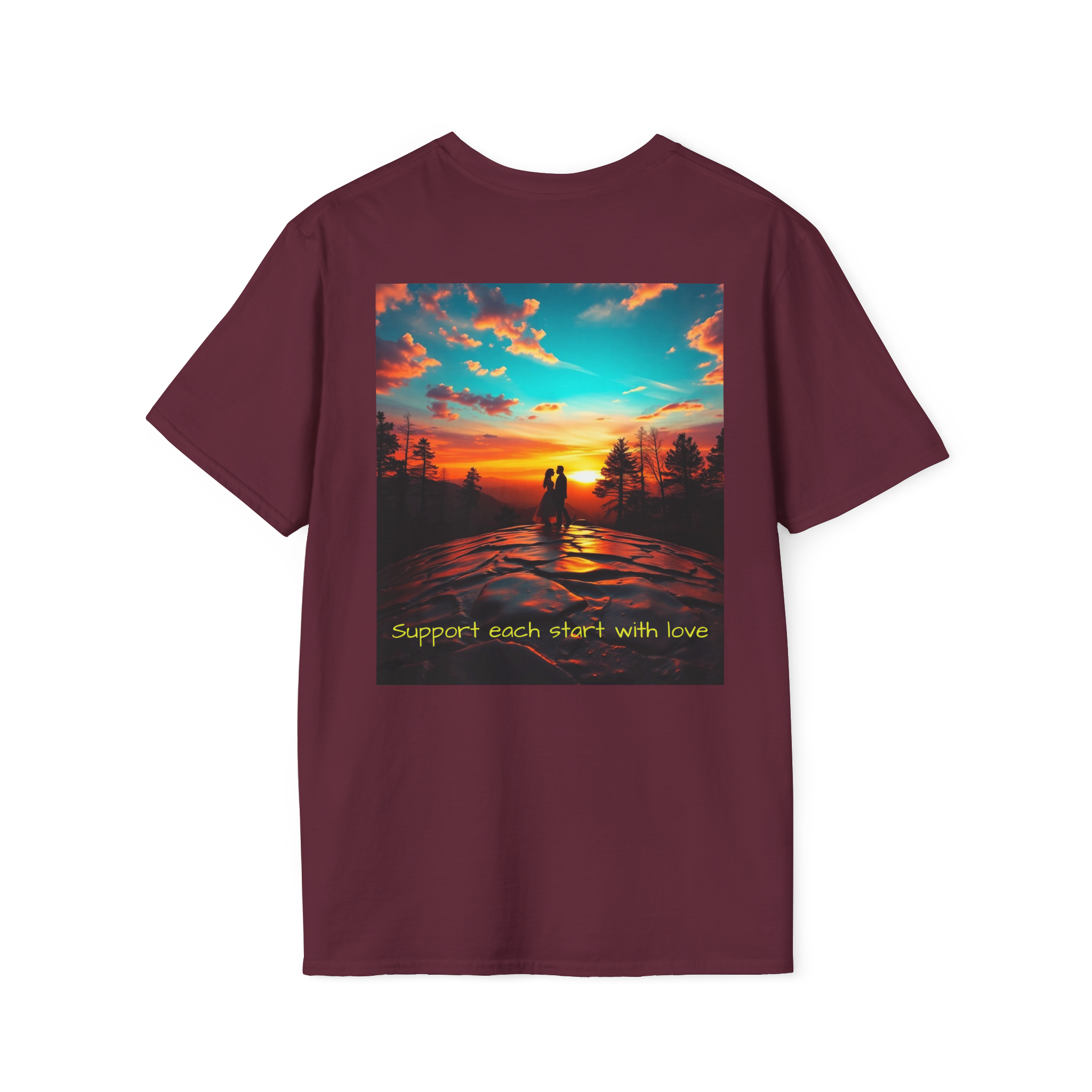 Support Love Sunset T-Shirt – Couples Graphic Tee