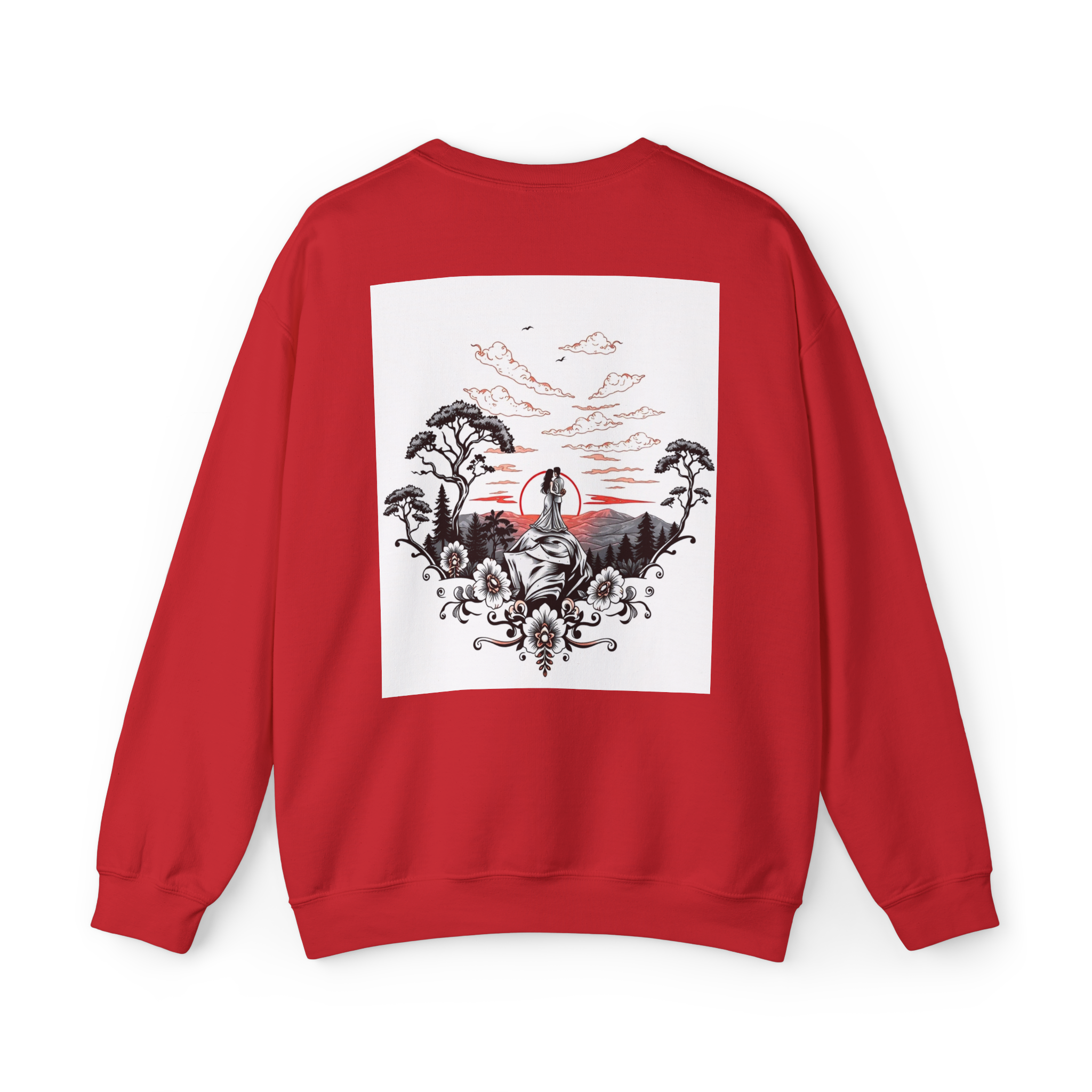 Tattoo Sky Sunset Sweatshirt – Retro Mountain Art Pullover