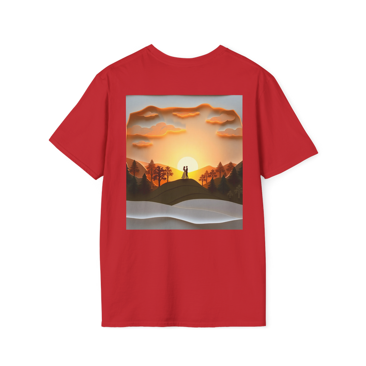 Romantic Sunset Couple Art T-Shirt – Nature Adventure Top