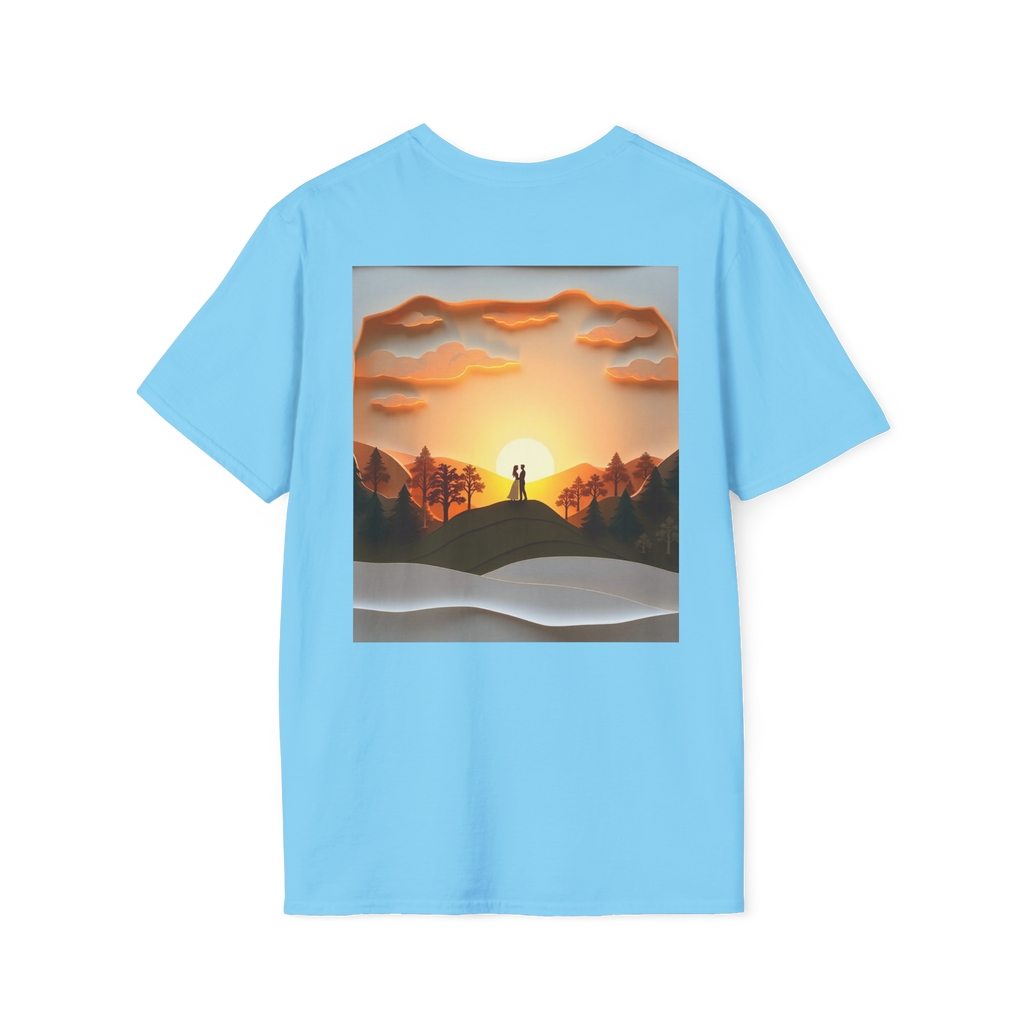 Romantic Sunset Couple Art T-Shirt – Nature Adventure Top