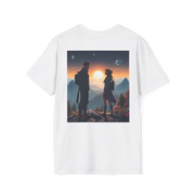 Sci-Fi Romantic Mountain Couple T-Shirt – Galaxy Love Tee.