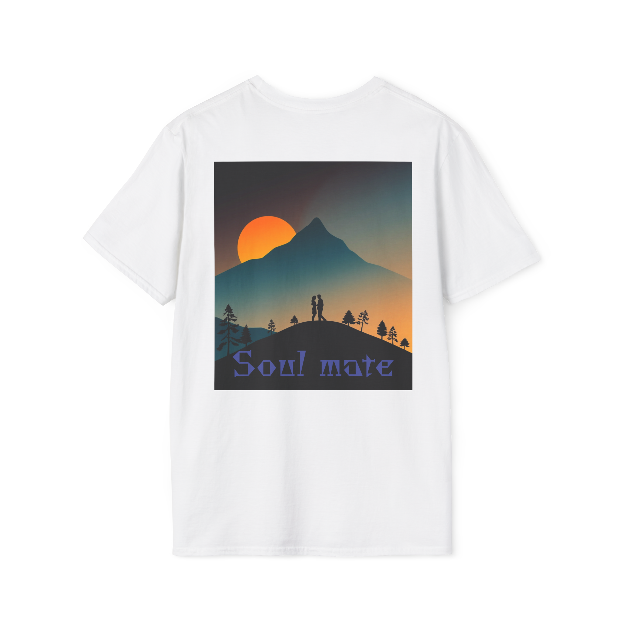 Romantic Sunset Couple Art T-Shirt – Colorful Painting Tee