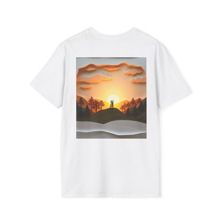 Romantic Sunset Couple Art T-Shirt – Nature Adventure Top