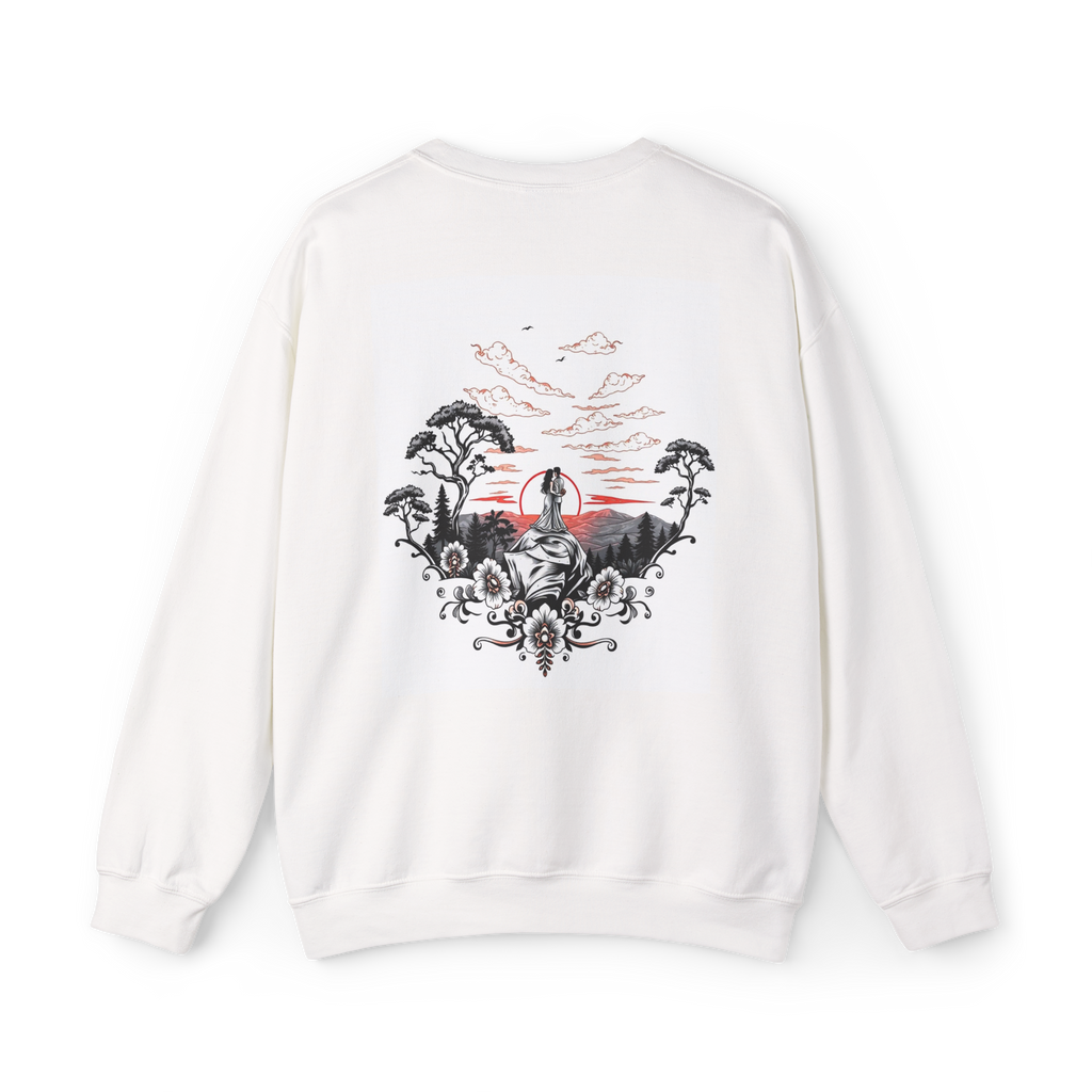 Tattoo Sky Sunset Sweatshirt – Retro Mountain Art Pullover