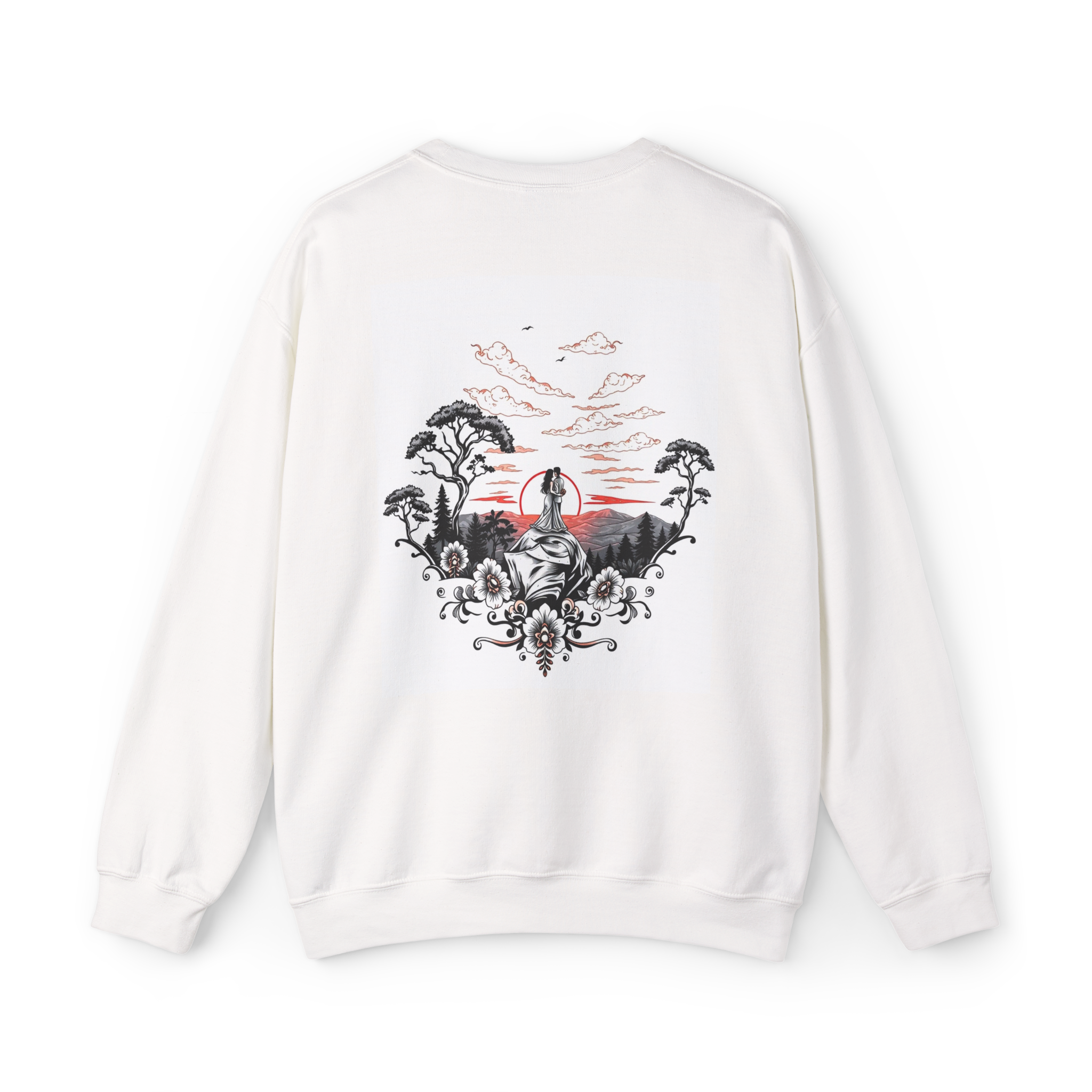 Tattoo Sky Sunset Sweatshirt – Retro Mountain Art Pullover