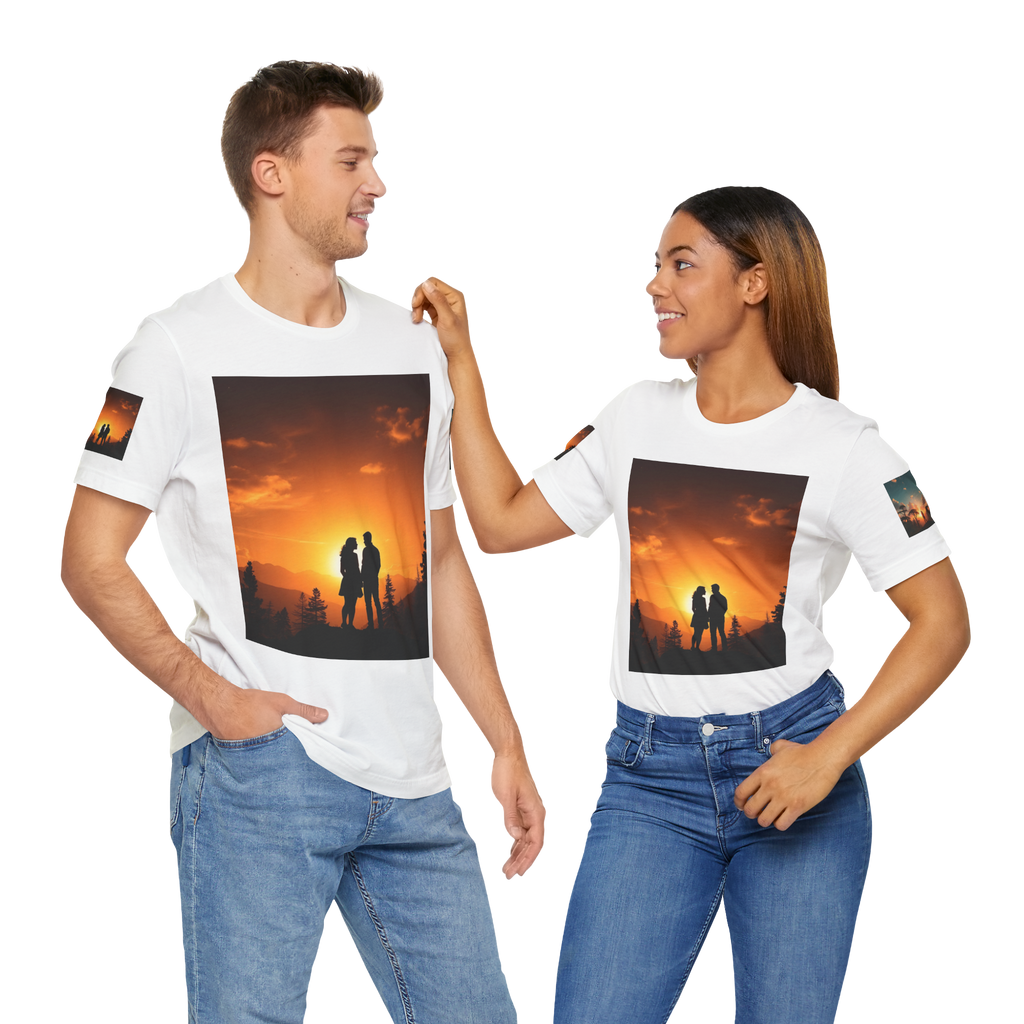 Futuristic Sunset Couple Tee – Space Graphic T-Shirt