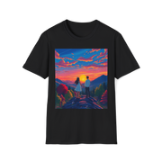 Sci-Fi Romantic Mountain Couple T-Shirt – Galaxy Love Tee.