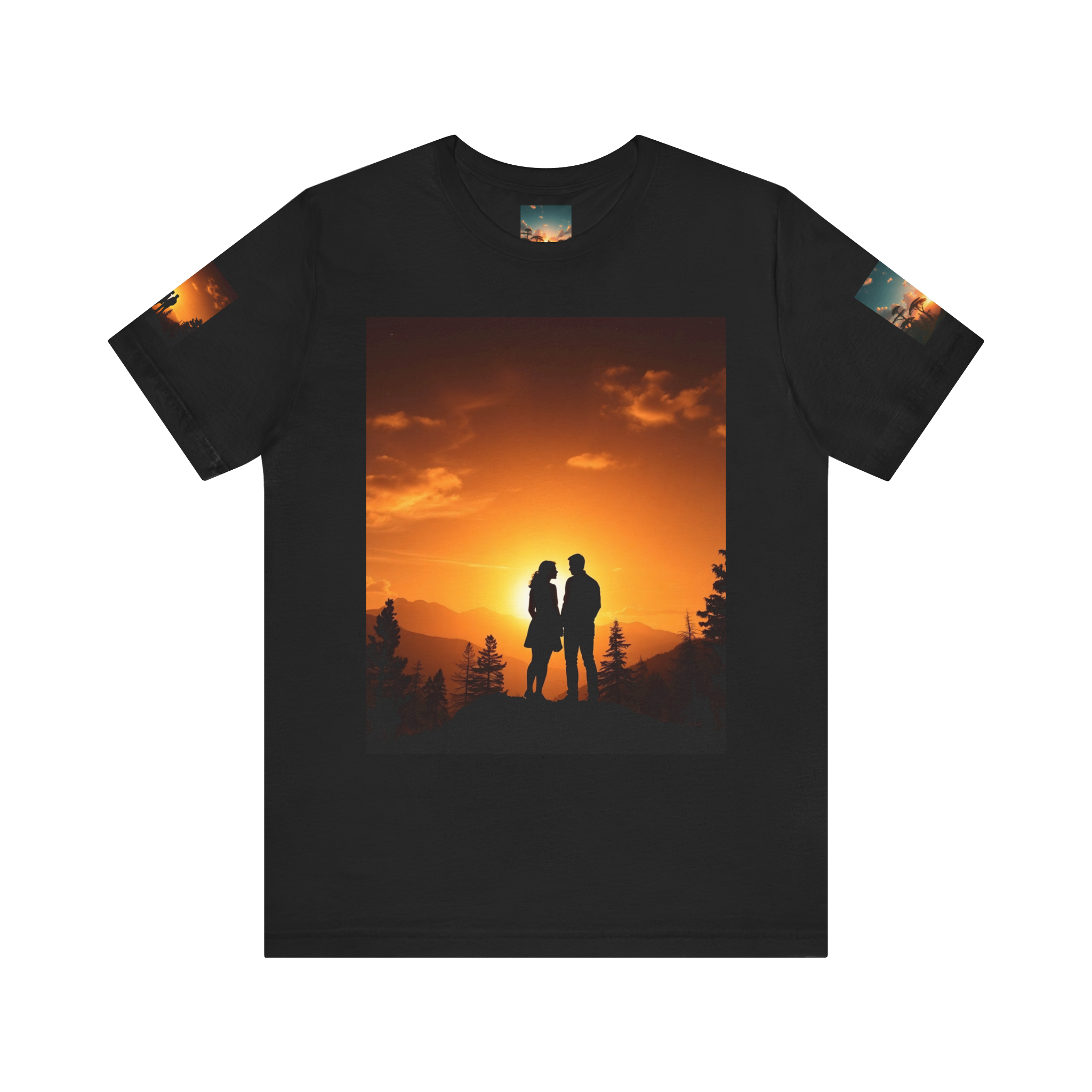 Futuristic Sunset Couple Tee – Space Graphic T-Shirt