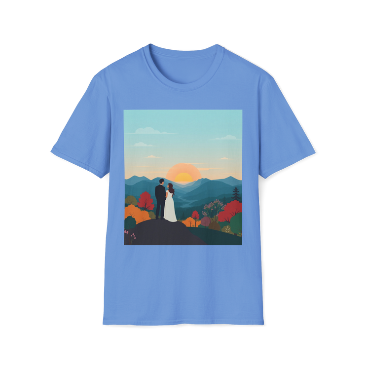 Romantic Sunset Couple Art T-Shirt – Nature Adventure Top