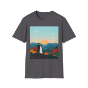 Romantic Sunset Couple Art T-Shirt – Nature Adventure Top