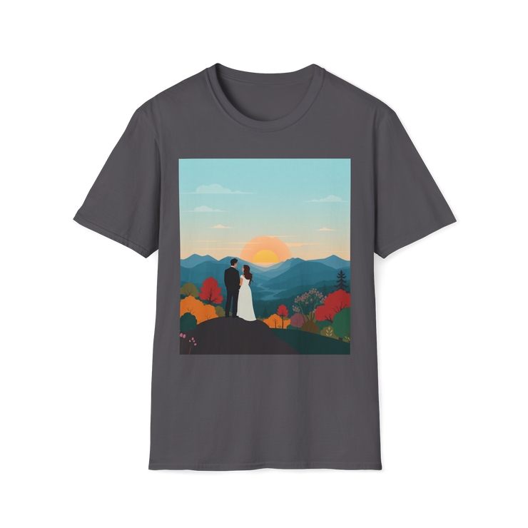 Romantic Sunset Couple Art T-Shirt – Nature Adventure Top