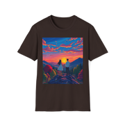 Sci-Fi Romantic Mountain Couple T-Shirt – Galaxy Love Tee.
