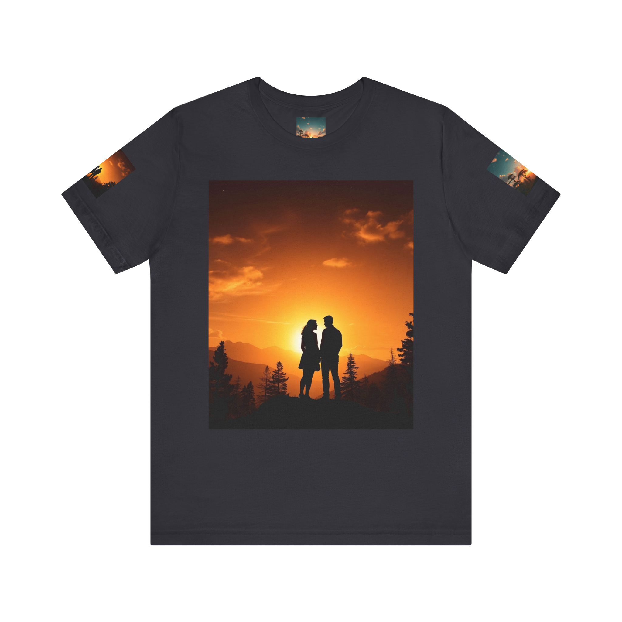 Futuristic Sunset Couple Tee – Space Graphic T-Shirt