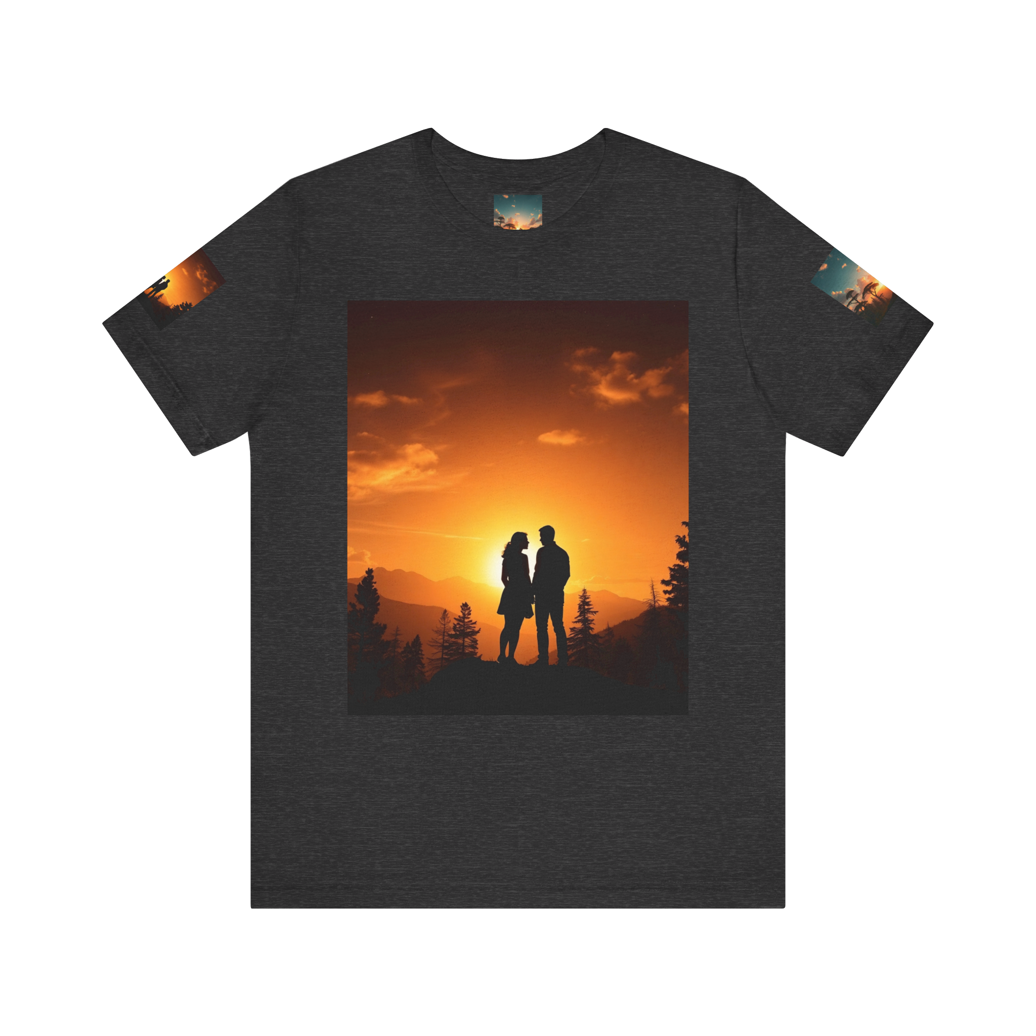 Futuristic Sunset Couple Tee – Space Graphic T-Shirt