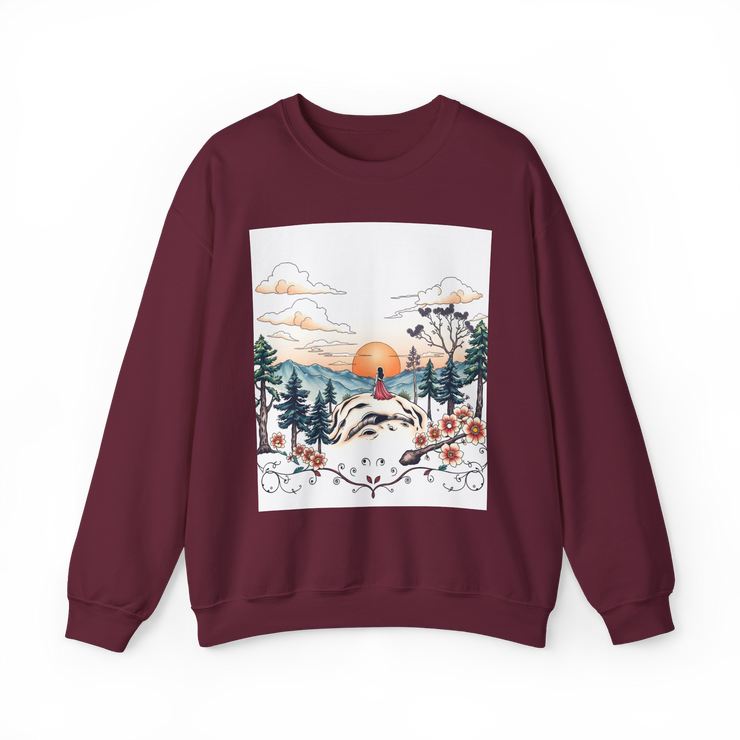 Tattoo Sky Sunset Sweatshirt – Retro Mountain Art Pullover