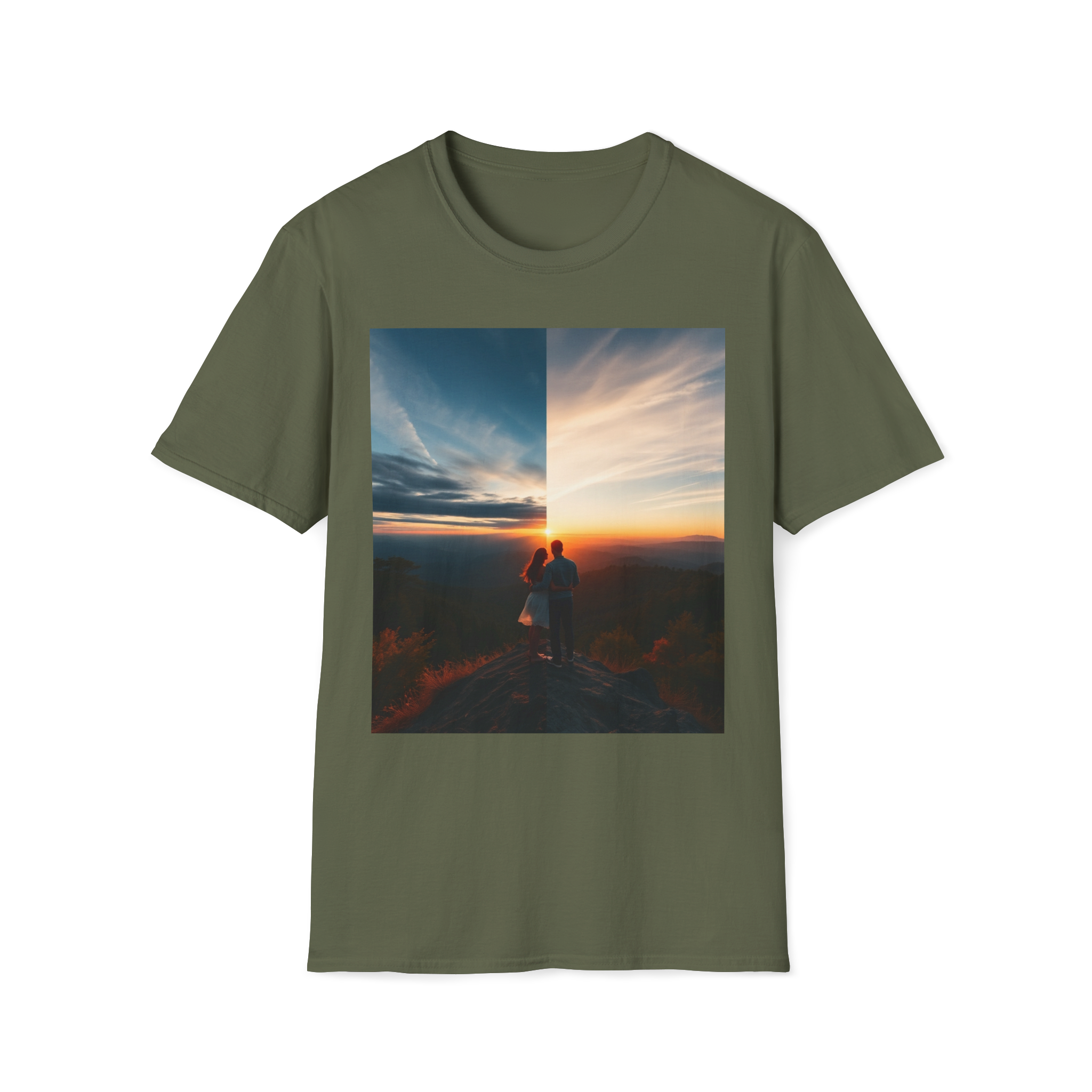 Cinematic Split Sky T-Shirt – Romantic Nature Film Tee
