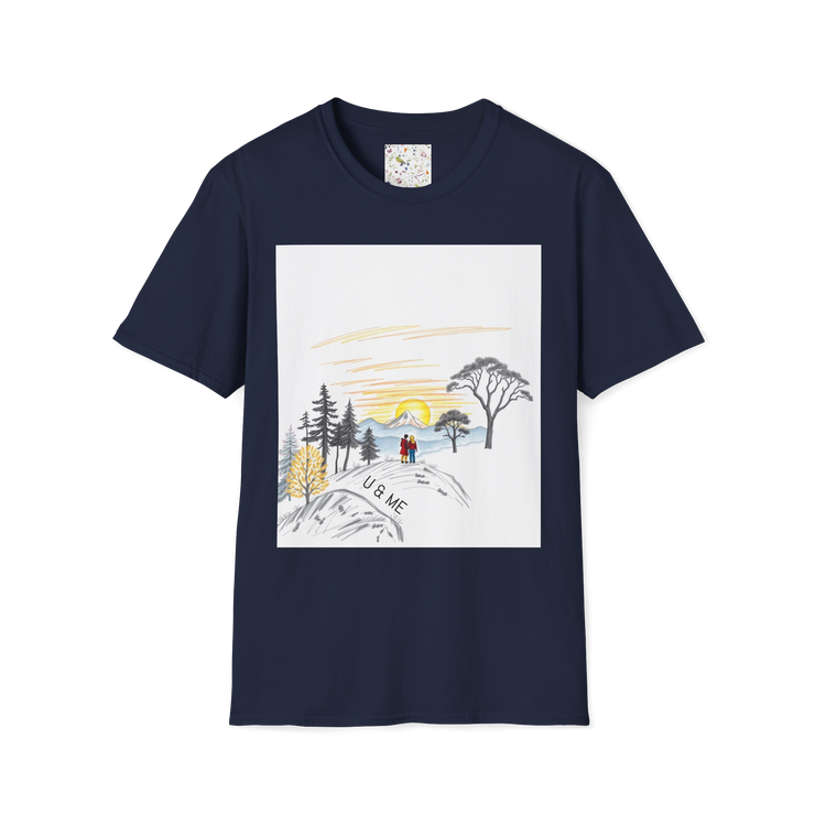 Romantic Sunset Couple Sketch T-Shirt – Nature Inspired Tee