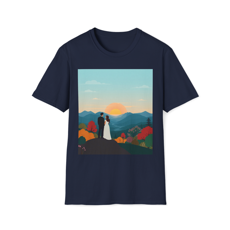 Romantic Sunset Couple Art T-Shirt – Nature Adventure Top