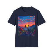 Sci-Fi Romantic Mountain Couple T-Shirt – Galaxy Love Tee.